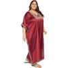 imageWomen Plus Size Kaftan Dress Stylish Satin Sequences Maxi Evening Cover Up Dresses Kimono Sleeve Casual WearMaroonWine