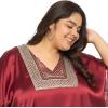imageWomen Plus Size Kaftan Dress Stylish Satin Sequences Maxi Evening Cover Up Dresses Kimono Sleeve Casual WearMaroonWine