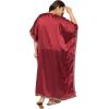 imageWomen Plus Size Kaftan Dress Stylish Satin Sequences Maxi Evening Cover Up Dresses Kimono Sleeve Casual WearMaroonWine