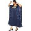 imageWomen Plus Size Kaftan Dress Stylish Satin Sequences Maxi Evening Cover Up Dresses Kimono Sleeve Casual WearNavy Blue
