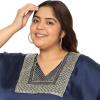 imageWomen Plus Size Kaftan Dress Stylish Satin Sequences Maxi Evening Cover Up Dresses Kimono Sleeve Casual WearNavy Blue
