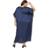 imageWomen Plus Size Kaftan Dress Stylish Satin Sequences Maxi Evening Cover Up Dresses Kimono Sleeve Casual WearNavy Blue