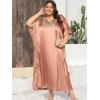 imageWomen Plus Size Kaftan Dress Stylish Satin Sequences Maxi Evening Cover Up Dresses Kimono Sleeve Casual WearNude Brown