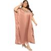 imageWomen Plus Size Kaftan Dress Stylish Satin Sequences Maxi Evening Cover Up Dresses Kimono Sleeve Casual WearNude Brown