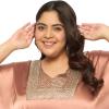 imageWomen Plus Size Kaftan Dress Stylish Satin Sequences Maxi Evening Cover Up Dresses Kimono Sleeve Casual WearNude Brown