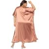 imageWomen Plus Size Kaftan Dress Stylish Satin Sequences Maxi Evening Cover Up Dresses Kimono Sleeve Casual WearNude Brown