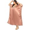 imageWomen Plus Size Kaftan Dress Stylish Satin Sequences Maxi Evening Cover Up Dresses Kimono Sleeve Casual WearNude Brown