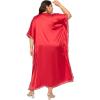 imageWomen Plus Size Kaftan Dress Stylish Satin Sequences Maxi Evening Cover Up Dresses Kimono Sleeve Casual WearRed