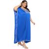 imageWomen Plus Size Kaftan Dress Stylish Satin Sequences Maxi Evening Cover Up Dresses Kimono Sleeve Casual WearRoyal Blue