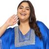 imageWomen Plus Size Kaftan Dress Stylish Satin Sequences Maxi Evening Cover Up Dresses Kimono Sleeve Casual WearRoyal Blue