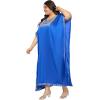 imageWomen Plus Size Kaftan Dress Stylish Satin Sequences Maxi Evening Cover Up Dresses Kimono Sleeve Casual WearRoyal Blue