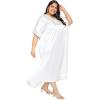 imageWomen Plus Size Kaftan Dress Stylish Satin Sequences Maxi Evening Cover Up Dresses Kimono Sleeve Casual WearWhite