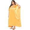 imageWomen Plus Size Kaftan Dress Stylish Satin Sequences Maxi Evening Cover Up Dresses Kimono Sleeve Casual WearYellow