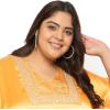 imageWomen Plus Size Kaftan Dress Stylish Satin Sequences Maxi Evening Cover Up Dresses Kimono Sleeve Casual WearYellow