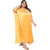 imageWomen Plus Size Kaftan Dress Stylish Satin Sequences Maxi Evening Cover Up Dresses Kimono Sleeve Casual WearYellow