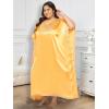imageWomen Plus Size Kaftan Dress Stylish Satin Sequences Maxi Evening Cover Up Dresses Kimono Sleeve Casual WearYellow