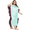 imageWomen Plus Size Ruffle Kaftan Dress Loungewear ampamp Comfortable Maxi Dresses Kimono Sleeve GownSky Blue  Brown