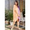 imageWomen Short Tunic Kaftan Plus Size Satin Silk Swimsuit Cover Ups Double Color Mini Caftan Pajama DressesApricot Tan  Dahlia Purple