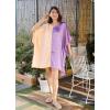 imageWomen Short Tunic Kaftan Plus Size Satin Silk Swimsuit Cover Ups Double Color Mini Caftan Pajama DressesApricot Tan  Dahlia Purple