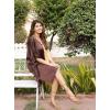 imageWomen Short Tunic Kaftan Plus Size Satin Silk Swimsuit Cover Ups Double Color Mini Caftan Pajama DressesBrunette Brown  Banana Cream