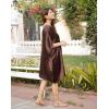 imageWomen Short Tunic Kaftan Plus Size Satin Silk Swimsuit Cover Ups Double Color Mini Caftan Pajama DressesBrunette Brown  Banana Cream