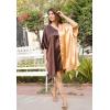 imageWomen Short Tunic Kaftan Plus Size Satin Silk Swimsuit Cover Ups Double Color Mini Caftan Pajama DressesBrunette Brown  Banana Cream