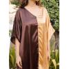 imageWomen Short Tunic Kaftan Plus Size Satin Silk Swimsuit Cover Ups Double Color Mini Caftan Pajama DressesBrunette Brown  Banana Cream