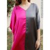 imageWomen Short Tunic Kaftan Plus Size Satin Silk Swimsuit Cover Ups Double Color Mini Caftan Pajama DressesCamellia Rose  Steel Gray