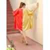 imageWomen Short Tunic Kaftan Plus Size Satin Silk Swimsuit Cover Ups Double Color Mini Caftan Pajama DressesGolden  Red