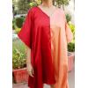 imageWomen Short Tunic Kaftan Plus Size Satin Silk Swimsuit Cover Ups Double Color Mini Caftan Pajama DressesJester Red  Terracotta
