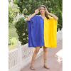 imageWomen Short Tunic Kaftan Plus Size Satin Silk Swimsuit Cover Ups Double Color Mini Caftan Pajama DressesRoyal Blue  Lemon Chrome