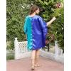 imageWomen Short Tunic Kaftan Plus Size Satin Silk Swimsuit Cover Ups Double Color Mini Caftan Pajama DressesRoyal Blue  Teal
