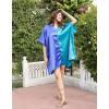 imageWomen Short Tunic Kaftan Plus Size Satin Silk Swimsuit Cover Ups Double Color Mini Caftan Pajama DressesRoyal Blue  Teal