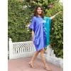 imageWomen Short Tunic Kaftan Plus Size Satin Silk Swimsuit Cover Ups Double Color Mini Caftan Pajama DressesRoyal Blue  Teal