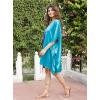 imageWomen Short Tunic Kaftan Plus Size Satin Silk Swimsuit Cover Ups Double Color Mini Caftan Pajama DressesRoyal Blue  Teal