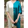 imageWomen Short Tunic Kaftan Plus Size Satin Silk Swimsuit Cover Ups Double Color Mini Caftan Pajama DressesSpray Cream  Bayberry Green