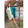 imageWomen Short Tunic Kaftan Plus Size Satin Silk Swimsuit Cover Ups Double Color Mini Caftan Pajama DressesSpray Cream  Bayberry Green