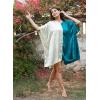 imageWomen Short Tunic Kaftan Plus Size Satin Silk Swimsuit Cover Ups Double Color Mini Caftan Pajama DressesSpray Cream  Bayberry Green