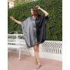 imageWomen Short Tunic Kaftan Plus Size Satin Silk Swimsuit Cover Ups Double Color Mini Caftan Pajama DressesSteel Gray  Black