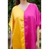 imageWomen Short Tunic Kaftan Plus Size Satin Silk Swimsuit Cover Ups Double Color Mini Caftan Pajama DressesSun Flower  Pink