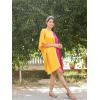 imageWomen Short Tunic Kaftan Plus Size Satin Silk Swimsuit Cover Ups Double Color Mini Caftan Pajama DressesSun Flower  Pink