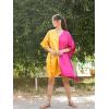 imageWomen Short Tunic Kaftan Plus Size Satin Silk Swimsuit Cover Ups Double Color Mini Caftan Pajama DressesSun Flower  Pink
