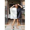 imageWomen Short Tunic Kaftan Plus Size Satin Silk Swimsuit Cover Ups Double Color Mini Caftan Pajama DressesVanilla Ice  Black