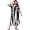 imageKaftan Plus Size Women Dress Button Down Kimono Side Slit Maxi Dresses Two Side Pocket Caftan for Evening WearBlack  White