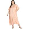 imageWomen Embroidery Kaftan Dress Satin Silk Plus Size Soft Embroidered African Caftan Maxi Dresses for LadiesApricot Tan