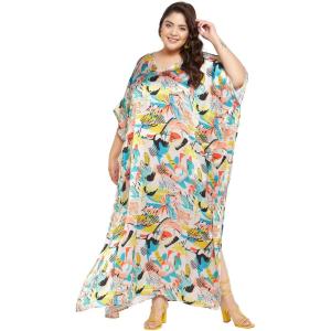 imageCaftans for Women Plus Size Long Satin Pocket Kaftan Dress Beach Swimsuit Cover Up Maxi House DressesMulticolor