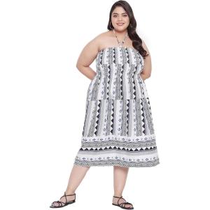 imageWomens Summer Casual Dress Comfy Tube Dresses Sundresses Beach Dress Tops for GirlsBlack  White Geometric