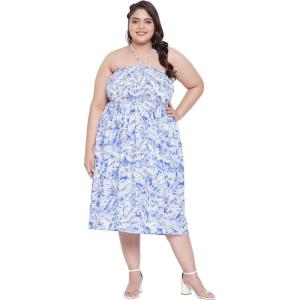imageWomens Summer Casual Dress Comfy Tube Dresses Sundresses Beach Dress Tops for GirlsBlue  White Leaf