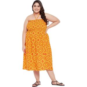 imageWomens Summer Casual Dress Comfy Tube Dresses Sundresses Beach Dress Tops for GirlsOrange Geometric