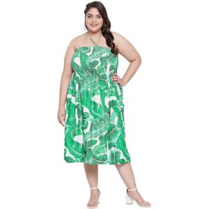 imageWomens Summer Casual Dress Comfy Tube Dresses Sundresses Beach Dress Tops for GirlsTropical Leaf Green